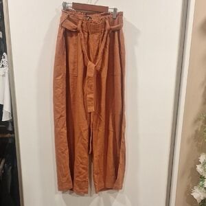 Blank NYC Orange Wide Leg Pants with Tie Belt